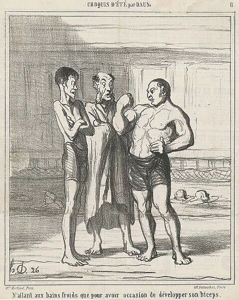 N'allant aux bains froids que... 19th century. Creator: Honore Daumier