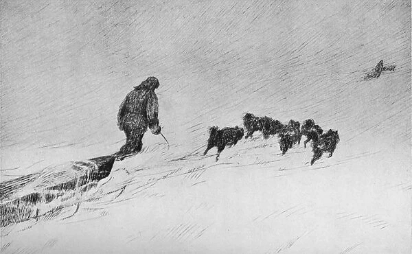Nansen and Johansen Sledging Through The Drift Snow in 1895, 1896, (1928). Artist: H Egidius