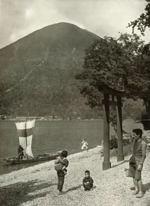 Framed Print : Nantai-Zan and Lake Chuzenji, 1910. Creator: Herbert Ponting Framed Print : Nantai-Zan and Lake Chuzenji, 1910. Creator: Herbert Ponting