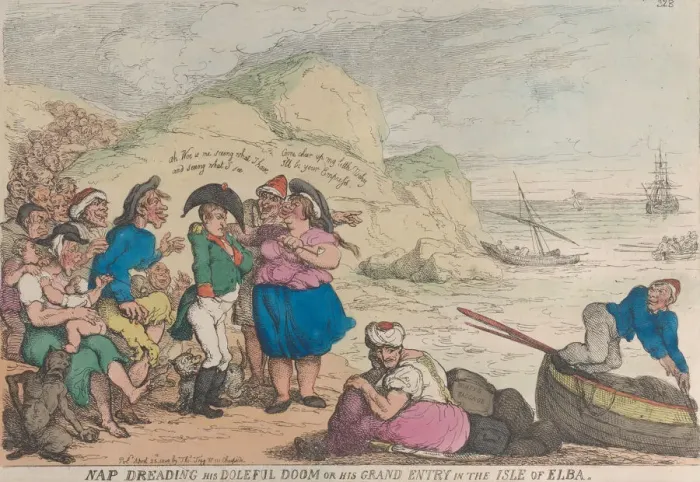 Framed Print : Nap Dreading His Doleful Doom or His Grand Entry in the Isle of Elba, April 20 Framed Print : Nap Dreading His Doleful Doom or His Grand Entry in the Isle of Elba, April 20