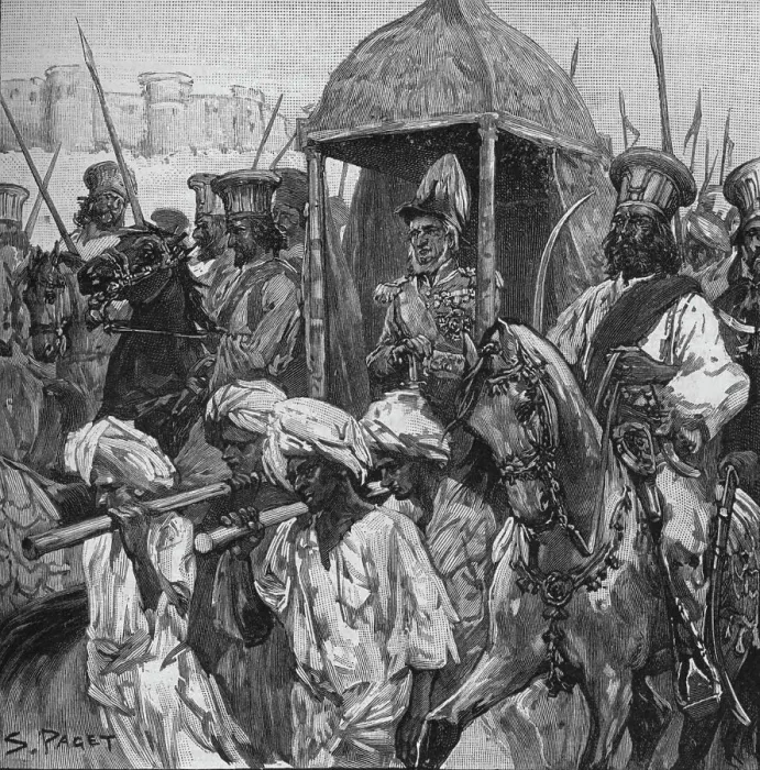 Framed Print : Napier, In Full Uniform, Was Borne Into Hyderabad in a Magnificent Palanquin, 1902. Artist: Sidney E Paget Framed Print : Napier, In Full Uniform, Was Borne Into Hyderabad in a Magnificent Palanquin, 1902. Artist: Sidney E Paget
