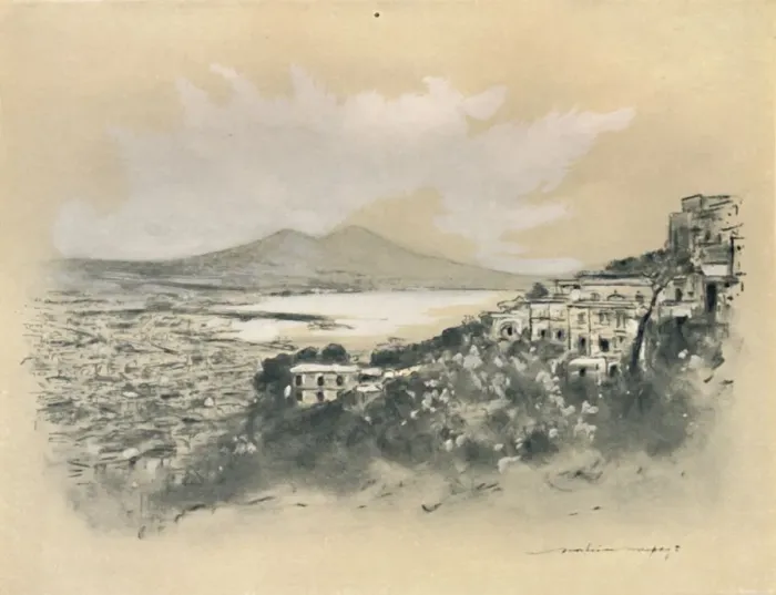 Framed Print : Naples and the Bay, 1903. Artist: Mortimer L Menpes Framed Print : Naples and the Bay, 1903. Artist: Mortimer L Menpes