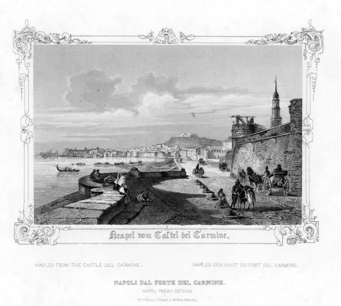 Framed Print : Naples from the Carmine Castle, Italy, 19th century. Artist: J Poppel Framed Print : Naples from the Carmine Castle, Italy, 19th century. Artist: J Poppel