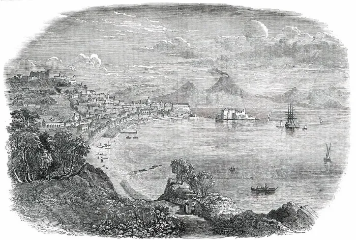 Framed Print : Naples. Vesuvius in the Distance - from an original sketch, 1850. Creator: Unknown Framed Print : Naples. Vesuvius in the Distance - from an original sketch, 1850. Creator: Unknown