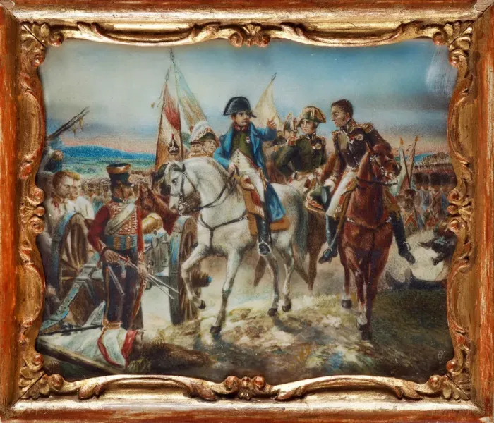 Framed Print : Napoleon at the Battle of Friedland. Artist: Vernet, Claude Joseph (1714-1789) Framed Print : Napoleon at the Battle of Friedland. Artist: Vernet, Claude Joseph (1714-1789)