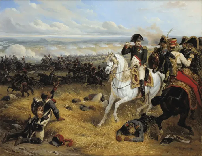 Framed Print : Napoleon in the Battle of Wagram, 1841. Artist: Bellange, Hippolyte (1800-1866) Framed Print : Napoleon in the Battle of Wagram, 1841. Artist: Bellange, Hippolyte (1800-1866)