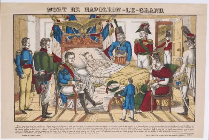 Framed Print : Napoleon Bonaparte on his deathbed, May 5, 1821, 1821-1822. Artist: Imagerie d Epinal, Vosges Framed Print : Napoleon Bonaparte on his deathbed, May 5, 1821, 1821-1822. Artist: Imagerie d Epinal, Vosges