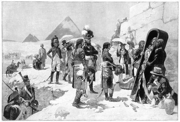 Napoleon Bonaparte inspecting a mummy at the pyramids, 1801 (1900)