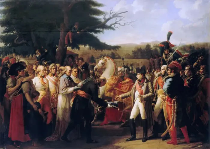 Framed Print : Napoleon Bonaparte Receiving the Keys of Vienna at the Schonbrunn Palace, 13th November 1805. Artist: Girodet de Roucy Trioson, Anne Louis (1767-1824) Framed Print : Napoleon Bonaparte Receiving the Keys of Vienna at the Schonbrunn Palace, 13th November 1805. Artist: Girodet de Roucy Trioson, Anne Louis (1767-1824)