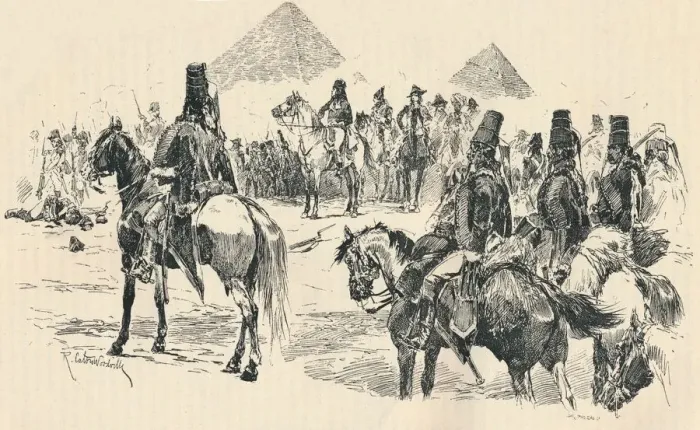 Framed Print : Napoleon Buonaparte at the Battle of the Pyramids, 1798, (1884). Artist: Richard Caton Woodville II Framed Print : Napoleon Buonaparte at the Battle of the Pyramids, 1798, (1884). Artist: Richard Caton Woodville II