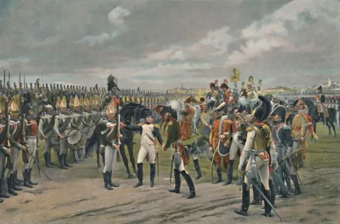 Framed Print : Napoleon Decorating The Russian Grenadier at Tilsitt, 1807, (1896) Framed Print : Napoleon Decorating The Russian Grenadier at Tilsitt, 1807, (1896)