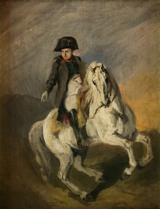 Framed Print : Napoleon on a Grey Horse, between 1840-1854. Creator: Piotr Michalowski