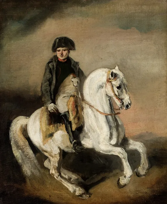 Framed Print : Napoleon on Horseback, c1846. Creator: Piotr Michalowski Framed Print : Napoleon on Horseback, c1846. Creator: Piotr Michalowski