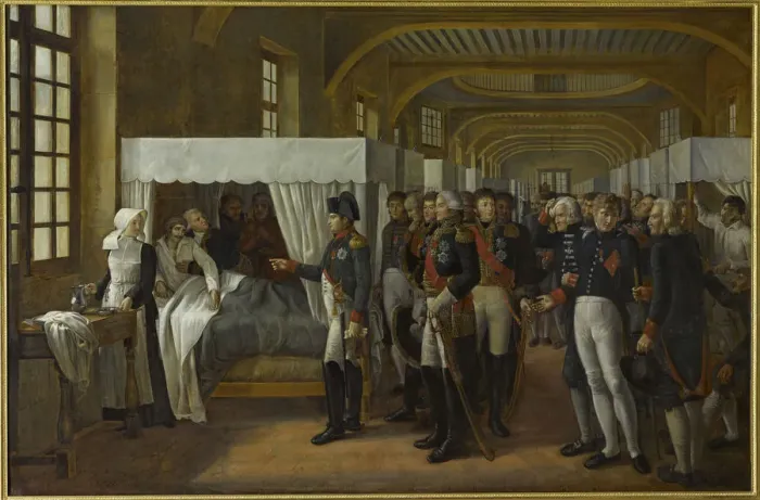Framed Print : Napoleon I visiting the infirmary of Les Invalides, February 11, 1808 Framed Print : Napoleon I visiting the infirmary of Les Invalides, February 11, 1808