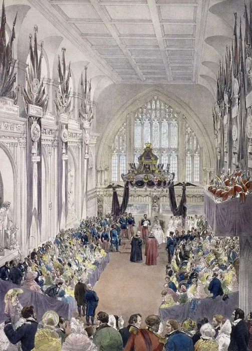 Framed Print : Napoleon III and Empress Eugenie at Guildhall, London, 1855. Artist: Edmund Morin Framed Print : Napoleon III and Empress Eugenie at Guildhall, London, 1855. Artist: Edmund Morin