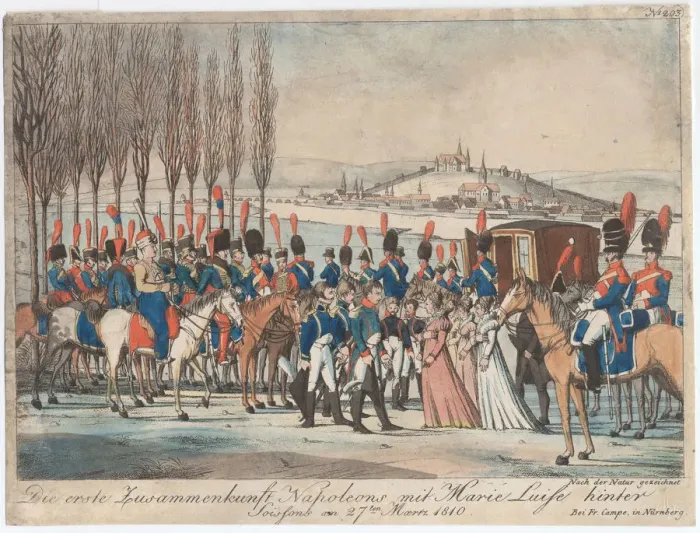 Framed Print : Napoleon introducing Empress Marie-Luise to his family outside pavilion near Soissons Framed Print : Napoleon introducing Empress Marie-Luise to his family outside pavilion near Soissons