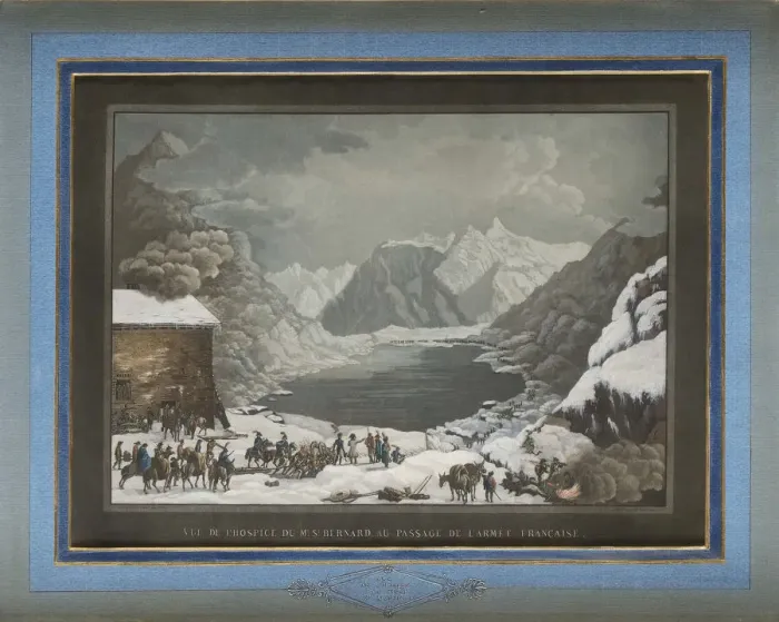 Framed Print : Napoleon passing the Great St Bernard Pass Framed Print : Napoleon passing the Great St Bernard Pass
