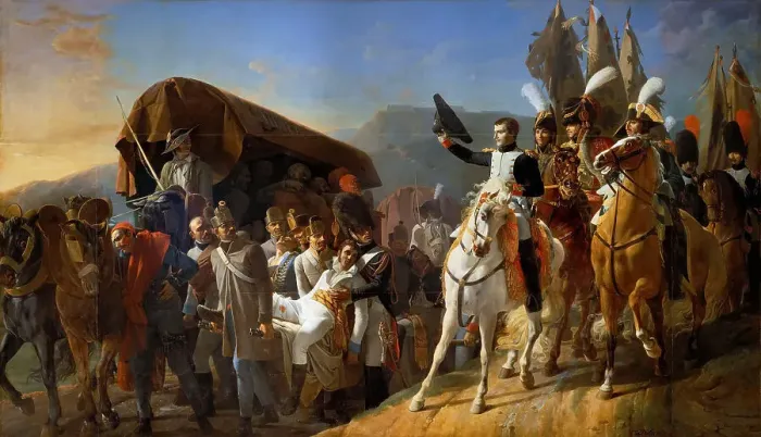 Framed Print : Napoleon Pays Homage to the Courage of the Wounded. Artist: Debret, Jean-Baptiste (1768-1848) Framed Print : Napoleon Pays Homage to the Courage of the Wounded. Artist: Debret, Jean-Baptiste (1768-1848)