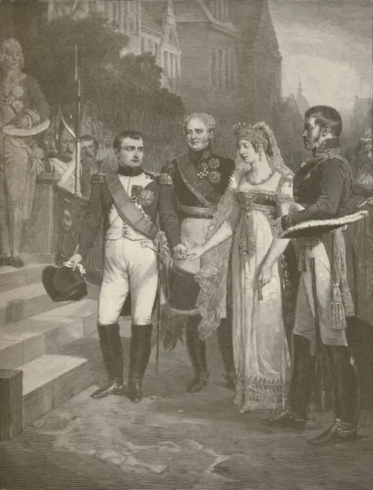 Framed Print : Napoleon Receiving The Queen of Prussia at Tilsit, 1807, (1896). Artist: Peter Aitken Framed Print : Napoleon Receiving The Queen of Prussia at Tilsit, 1807, (1896). Artist: Peter Aitken