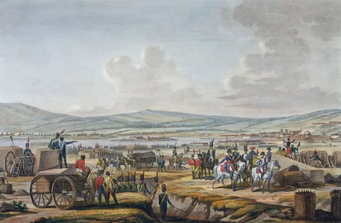 Framed Print : Napoleon visiting the siege works at Danzig led by Marshal Lefebvre, 9th May 1807 Framed Print : Napoleon visiting the siege works at Danzig led by Marshal Lefebvre, 9th May 1807