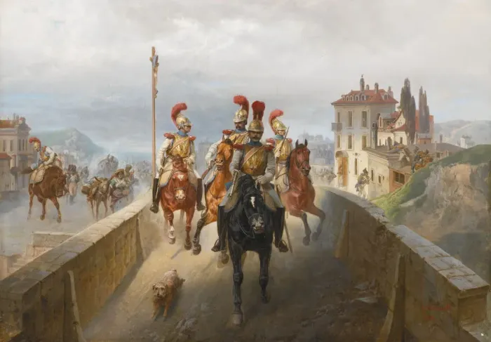 Framed Print : Napoleonic Troops. Artist: Willewalde, Gottfried (Bogdan Pavlovich) (1818-1903) Framed Print : Napoleonic Troops. Artist: Willewalde, Gottfried (Bogdan Pavlovich) (1818-1903)