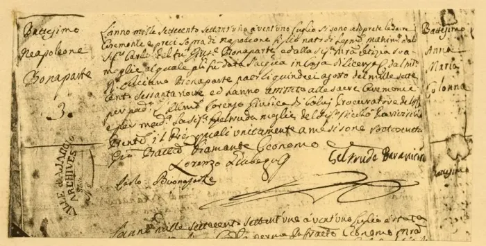 Framed Print : Napoleons birth certificate, 19 July 1782, (1921). Creator: Unknown Framed Print : Napoleons birth certificate, 19 July 1782, (1921). Creator: Unknown