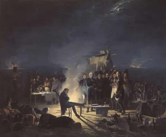 Framed Print : Napoleons bivouac on the battlefield of Wagram in the night from the 5th to the 6th of July 1809 Framed Print : Napoleons bivouac on the battlefield of Wagram in the night from the 5th to the 6th of July 1809