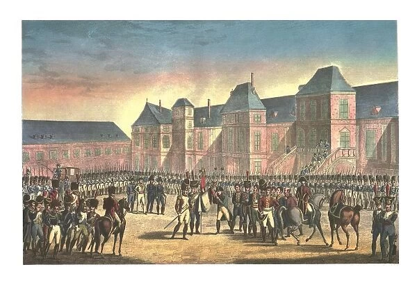 Napoleons Departure from Fontainebleau, 20 April 1814, (c1850). Artists: Francois Pigeot