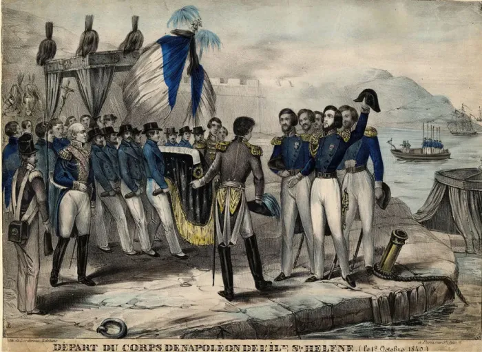 Framed Print : Napoleons entourage before departure to St. Helena, c. 1840. Artist: Anonymous Framed Print : Napoleons entourage before departure to St. Helena, c. 1840. Artist: Anonymous