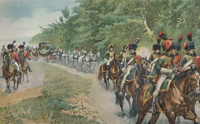 Framed Print : Napoleons Mode of Traveling, c1800, (1896) Framed Print : Napoleons Mode of Traveling, c1800, (1896)