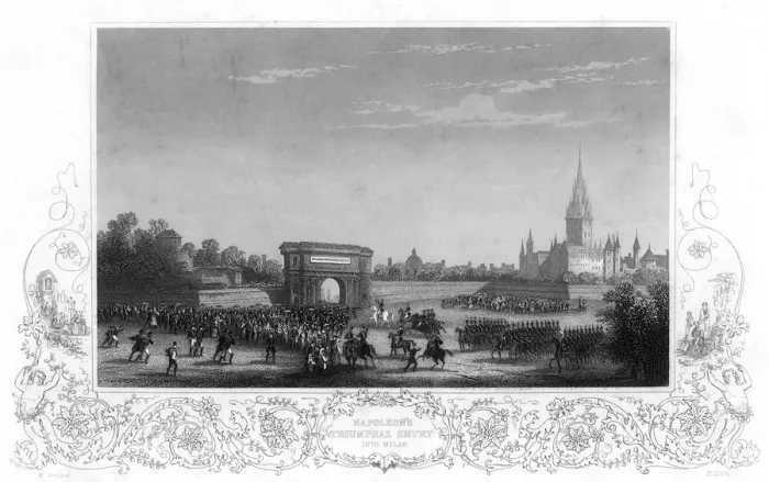Framed Print : Napoleons Triumphal Entry into Milan, Italy, c1805. Artist: H Bibby Framed Print : Napoleons Triumphal Entry into Milan, Italy, c1805. Artist: H Bibby