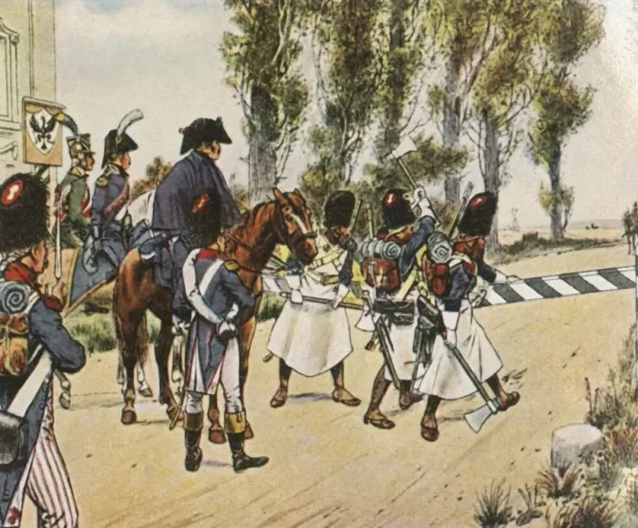 Framed Print : Napoleons troops during the war against Austria, October 1805, (1936). Creator: Unknown Framed Print : Napoleons troops during the war against Austria, October 1805, (1936). Creator: Unknown