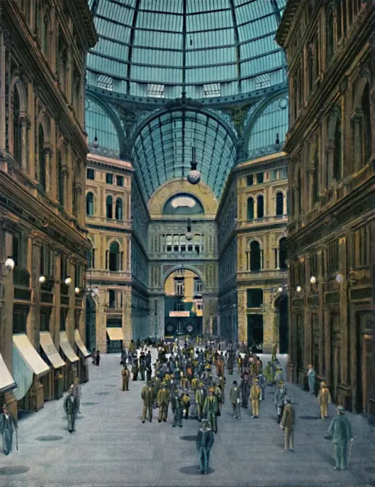 Framed Print : Napoli - Interno Galleria Umberto I, (Interior of Galleria Umberto I), c1900. Creator: Unknown Framed Print : Napoli - Interno Galleria Umberto I, (Interior of Galleria Umberto I), c1900. Creator: Unknown