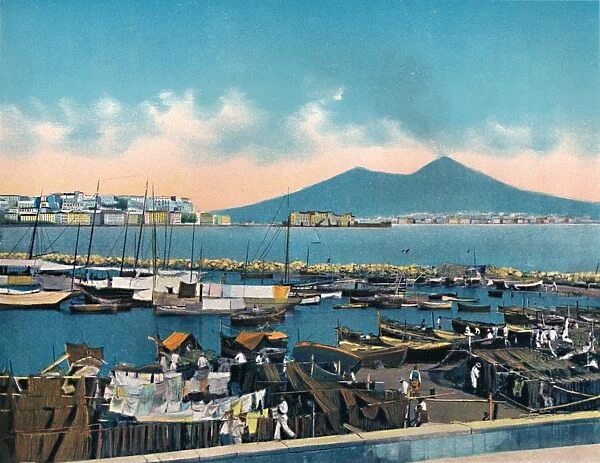 Napoli - Mergellina Con Vesuvio, (Mergellina With Vesuvius), c1900. Creator: Unknown
