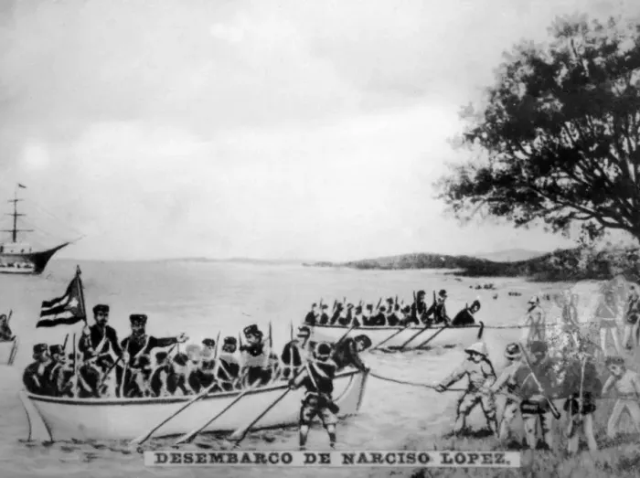 Framed Print : Narciso Lopez landing in Cardenas, (1850), 1920s Framed Print : Narciso Lopez landing in Cardenas, (1850), 1920s