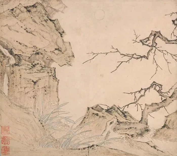 Framed Print : Narcissus, Plum Tree in a Landscape, c1520-1570. Creator: Lu Zhi Framed Print : Narcissus, Plum Tree in a Landscape, c1520-1570. Creator: Lu Zhi