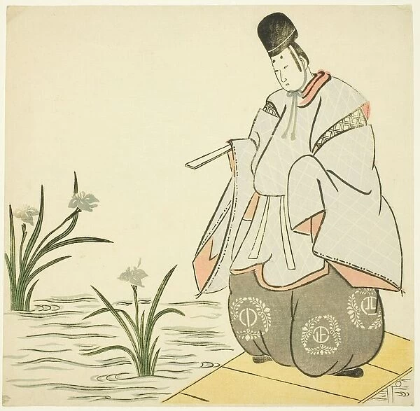 Narihira at Yatsuhashi Bridge, 1765. Creator: Unknown