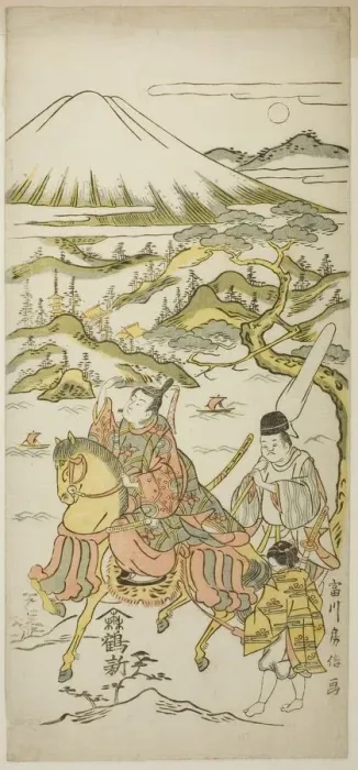 Framed Print : Narihiras eastern journey, second half of 18th century. Creator: Tomikawa Fusanobu Framed Print : Narihiras eastern journey, second half of 18th century. Creator: Tomikawa Fusanobu