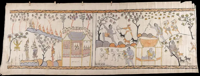 Framed Print : Narrative Scroll: Vessantara Jataka, 1st half 20th century. Creator: Unknown Framed Print : Narrative Scroll: Vessantara Jataka, 1st half 20th century. Creator: Unknown