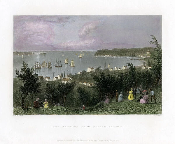 The Narrows as seen from Staten Island, New York, USA, 1837. Artist: E Finden
