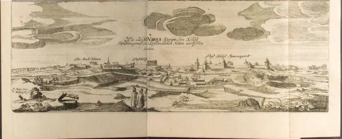 Framed Print : Narva (Illustration from Travels to the Great Duke of Muscovy and the King of Persia by Adam Olear Artist: Rothgiesser, Christian Lorenzen (?-1659) Framed Print : Narva (Illustration from Travels to the Great Duke of Muscovy and the King of Persia by Adam Olear Artist: Rothgiesser, Christian Lorenzen (?-1659)