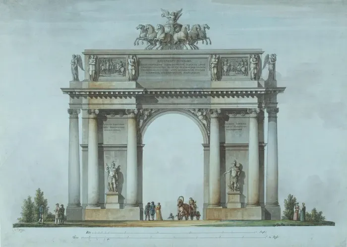 Framed Print : The Narva Triumphal Gate in St. Petersburg, 1814. Artist: Quarenghi, Giacomo Antonio Domenico (1744-1817) Framed Print : The Narva Triumphal Gate in St. Petersburg, 1814. Artist: Quarenghi, Giacomo Antonio Domenico (1744-1817)