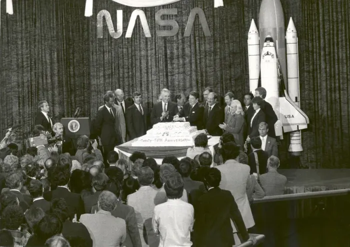 Framed Print : NASA Celebrates its 25th Anniversary, Washington, D. C. October 19, 1983. Creator: NASA Framed Print : NASA Celebrates its 25th Anniversary, Washington, D. C. October 19, 1983. Creator: NASA