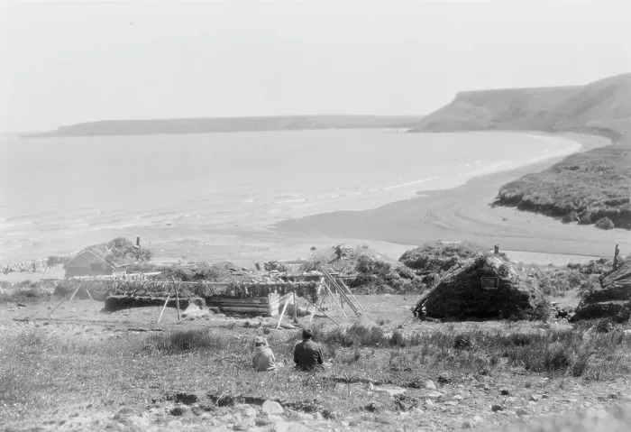 Framed Print : At Nash Harbor, Nunivak, Alaska, c1929. Creator: Edward Sheriff Curtis Framed Print : At Nash Harbor, Nunivak, Alaska, c1929. Creator: Edward Sheriff Curtis