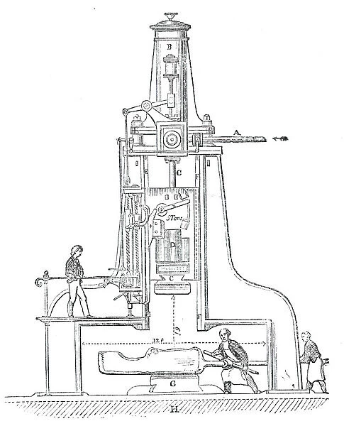 Nasmyths patent steam hammer, 1844. Creator: Unknown