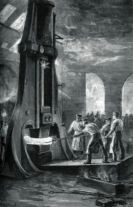 Framed Print : Nasmyths steam hammer at work, (c1880). Artist: Roberts Framed Print : Nasmyths steam hammer at work, (c1880). Artist: Roberts