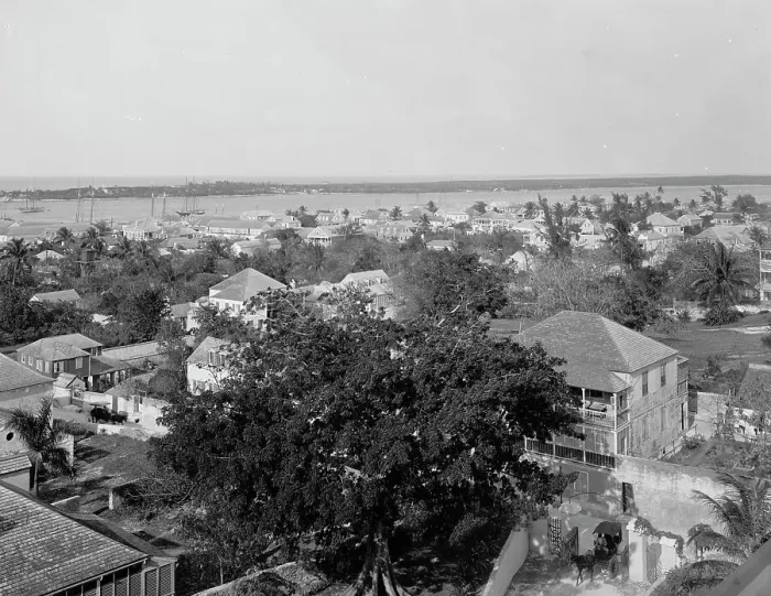 Framed Print : Nassau from the Royal Victoria, Bahama Islands, W.I. between 1900 and 1906. Creator: William H. Jackson Framed Print : Nassau from the Royal Victoria, Bahama Islands, W.I. between 1900 and 1906. Creator: William H. Jackson