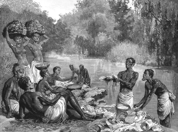 Framed Print : At the Natal Gold Fields -- Our Laundry at Maritzburg, 1890. Creator: Percy Macquoid Framed Print : At the Natal Gold Fields -- Our Laundry at Maritzburg, 1890. Creator: Percy Macquoid