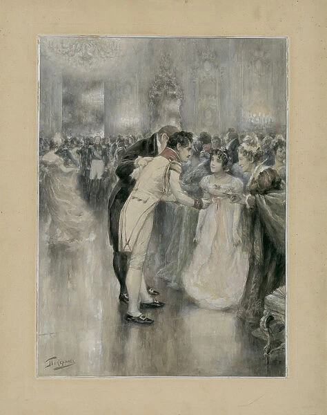 Natasha on her first ball. Illustration for the novel War and Peace by Leo Tolstoy, 1893