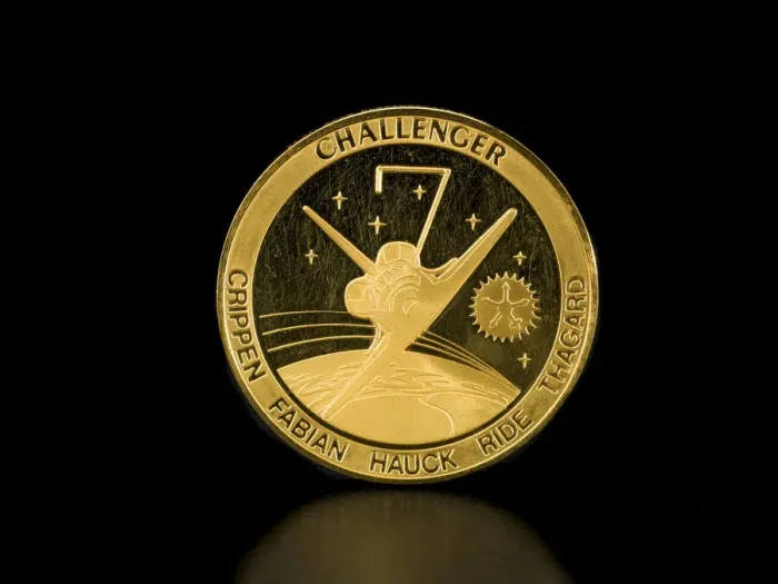 Framed Print : National Air and Space Museum STS-7 Medal awarded to Sally Ride, 1980s Framed Print : National Air and Space Museum STS-7 Medal awarded to Sally Ride, 1980s